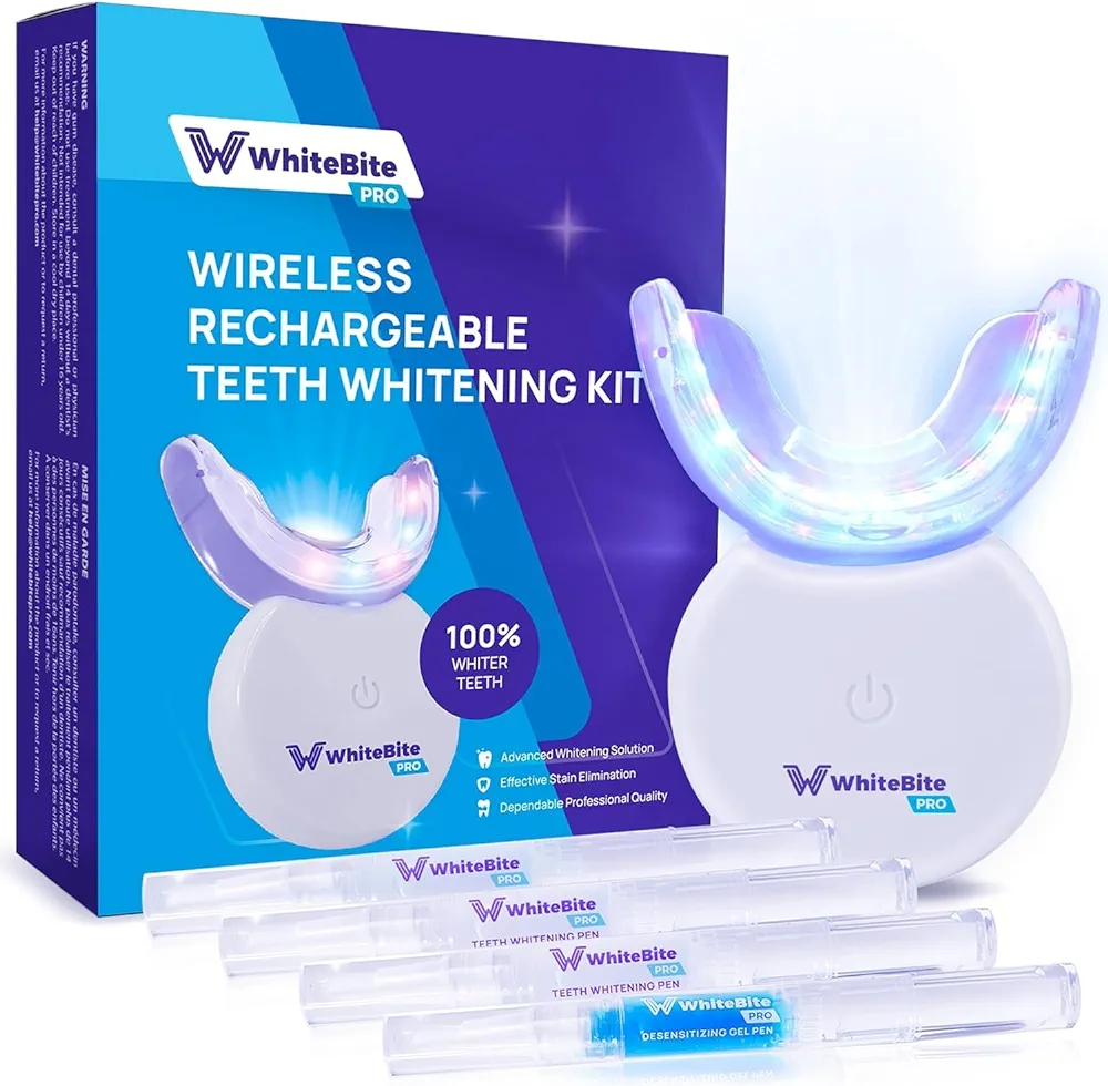 Upgraded Teeth Whitening Kit with Pens for Sensitive Teeth: Teeth Whitening LED Light, Mouth Tray, Carbamide Peroxide Whitening Gel - Fast Teeth Whitener and Tooth Stain Remover