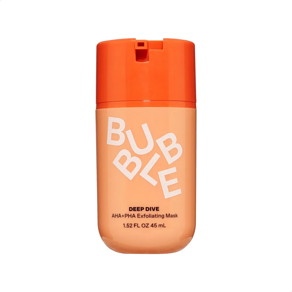 Bubble Skincare Deep Dive AHA + PHA Exfoliating Mask - Gentle Facial Exfoliator with Oil Control - Promotes a More Even Skin Tone - Skin Care Enriched with Azelaic Acid and Willow Bark Extract (45ml)