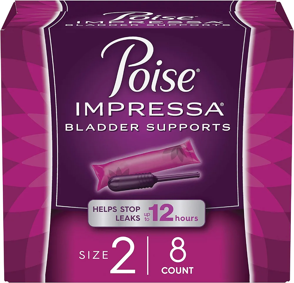 Poise Impressa Incontinence Bladder Support for Women, Bladder Control, Size 2, 8 Count (Packaging May Vary)