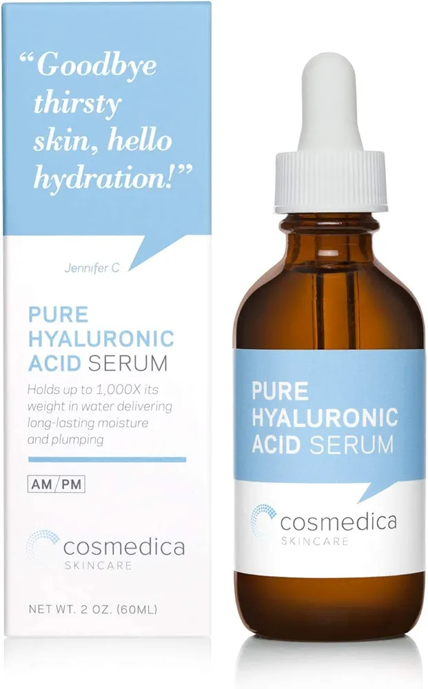 Hyaluronic Acid Serum for Skin 100% Pure Anti Aging Serum Intense Hydration Moisture Non greasy Paraben free, Wrinkle Reducing and Brightening Serum (Pro Formula) 2oz