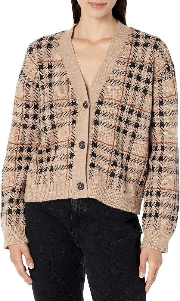 Pendleton Women's Plaid Cropped Alpaca Wool Cardigan