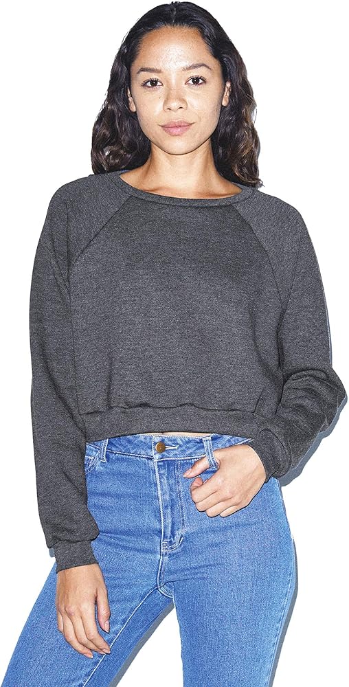 American Apparel Women's Flex Fleece Raglan Cropped Long Sleeve Sweatshirt