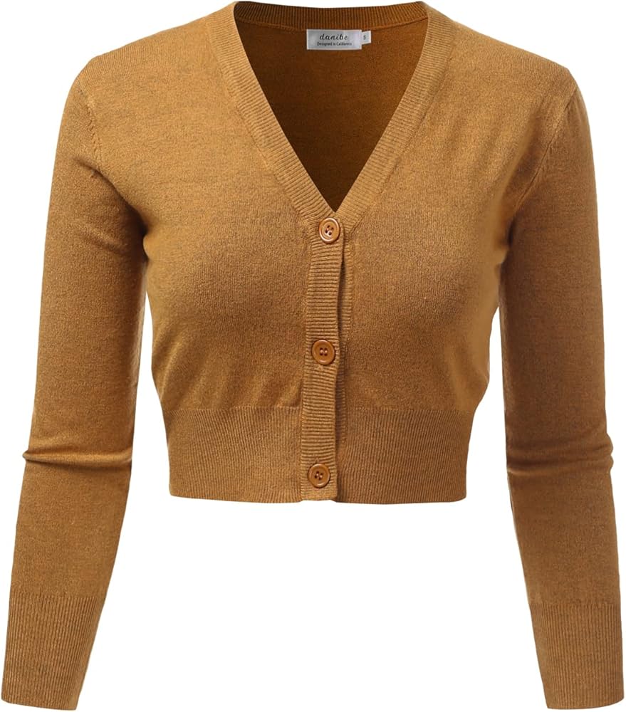 Women's 3/4 Sleeve Soft Open Front Cropped Sweater Cardigan (S-XXL)