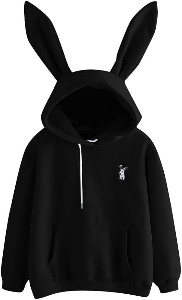 Ew, People Cats Hoodies for Womens Cute Bunny Ear Hooded Sweatshirts Teen Girls Fashion Kawaii Pullover Tops