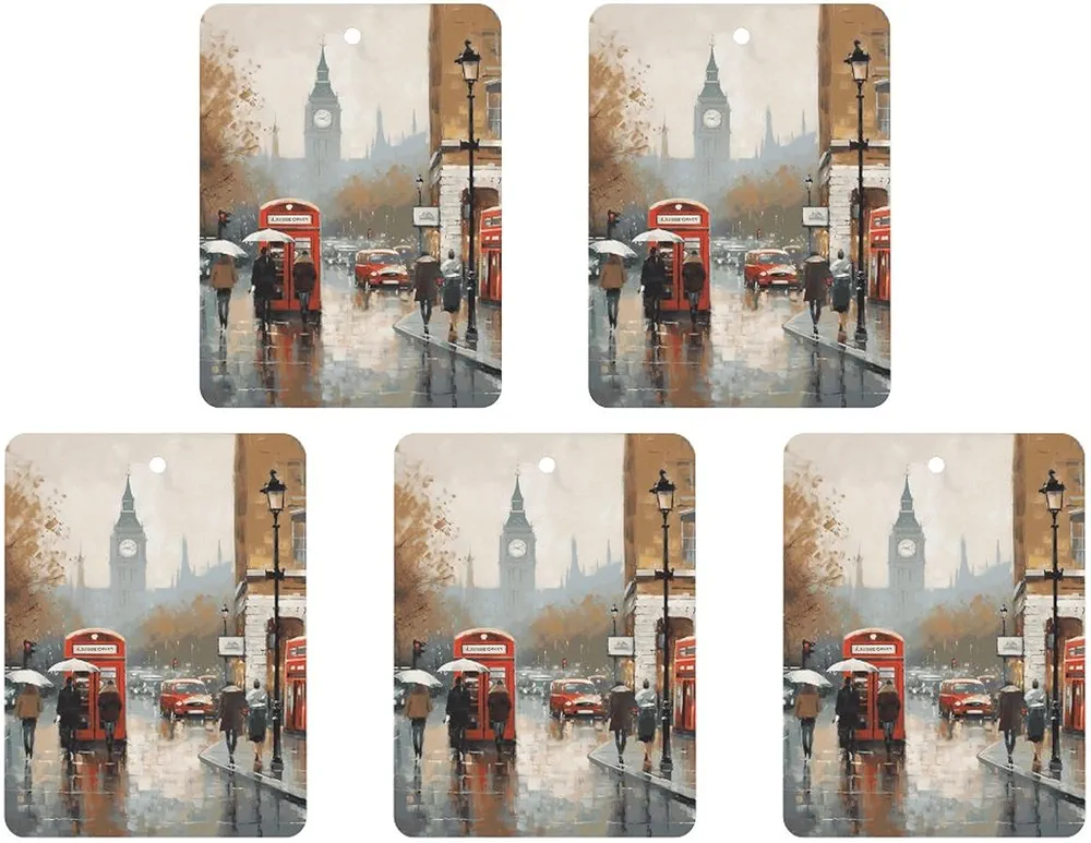 5 Pcs Car Air Fresheners Hanging Air Freshener London Impression Hanging Scented Cards Fragrance Scented Cards for Car Car Aromatherapy Tablets for Car