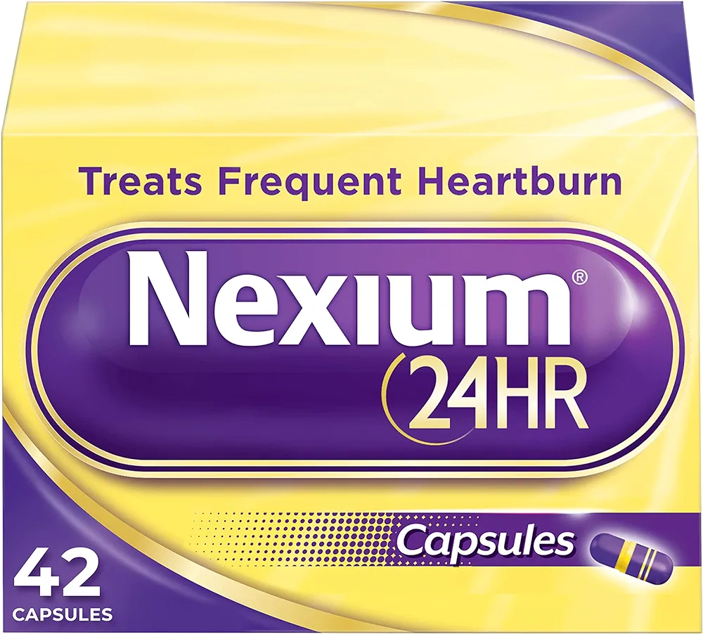 Nexium 24HR Acid Reducer Heartburn Relief Capsules for All-Day and All-Night Protection from Frequent Heartburn, Heartburn Medicine with Esomeprazole Magnesium - 42 Count