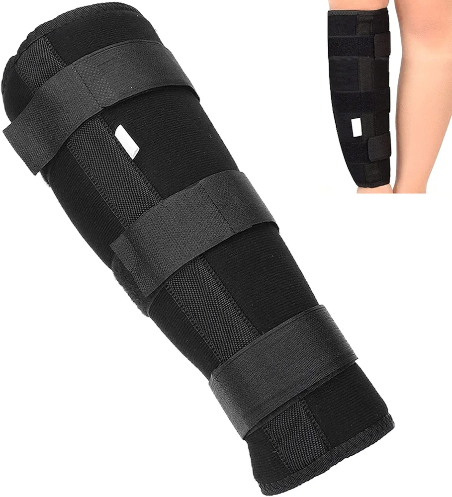 Calf Brace, Leg Sleeve and Shin Splints Support for Men & Women, Adjustable Shank Calf Fixed Stabilizer Splint and Fibula Protector Shank Fracture Fixation Strap (L)