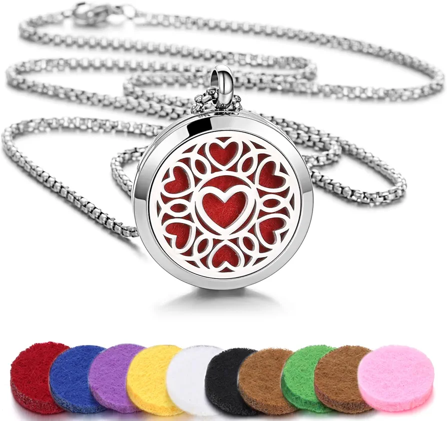 Aromatherapy Essential Oil Diffuser Necklace Tree of Life Cloud Design Stainless Steel Locket Pendant Christmas Birthday Gift for Women Men XN060-12