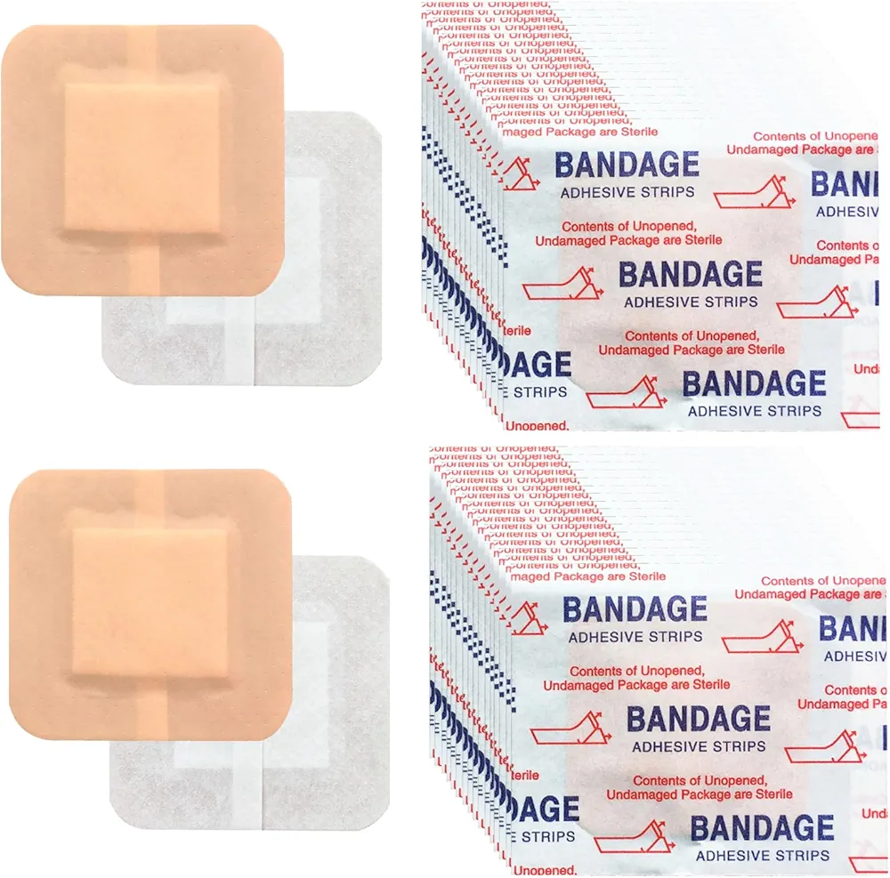 200 Pcs Adhesive Spots Bandages 1.5"*1.5" Square Adhesive Bandages Beige Skin Flexible Bandage for Wound Care and Hides Skin Spots Ideal for Small Incisions