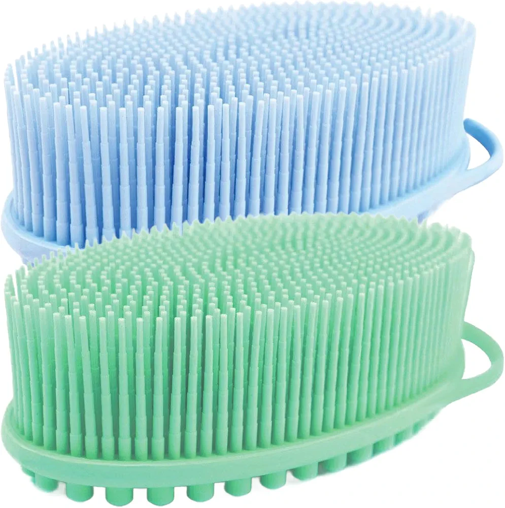 Avilana Blue and Green Silicone Body Scrubber Bundle - Refreshing and Vibrant Dual-Tone Set