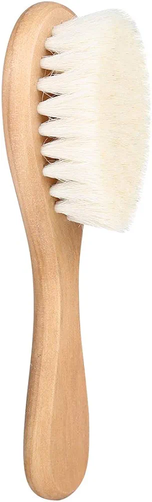 Baby Head Brush, Wooden Baby Hair Brush Kids Soft Goat Hair Comb Infant ssage Scrub Tool Newborn Shower Registry