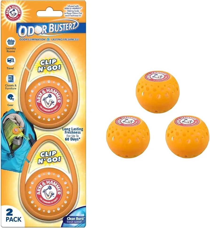 Arm & Hammer Odor Busterz Orange Air Fresheners (2-Piece) and Deodorizer Odor Busterz Orange (3-Pack)