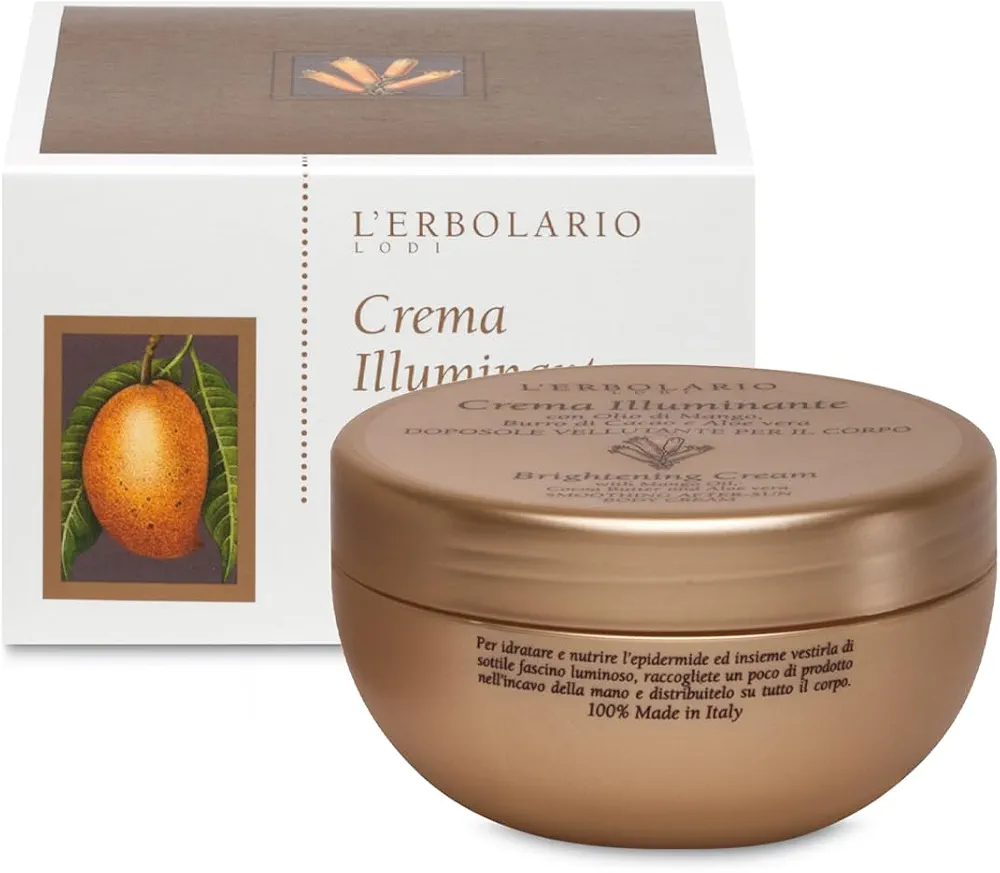 L'Erbolario Brightening Cream - Soothing After Sun Cream - Sunburn Relief for Dry, Irritated Skin - Mango Oil, Aloe Vera, and Cocoa Butter - 6.7 oz