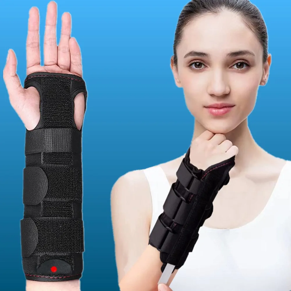 Carpal Tunnel Wrist Brace With 3 Removable Metal Splints and 2 Thumb Holes for Both Left Right Hand (2 Pack)