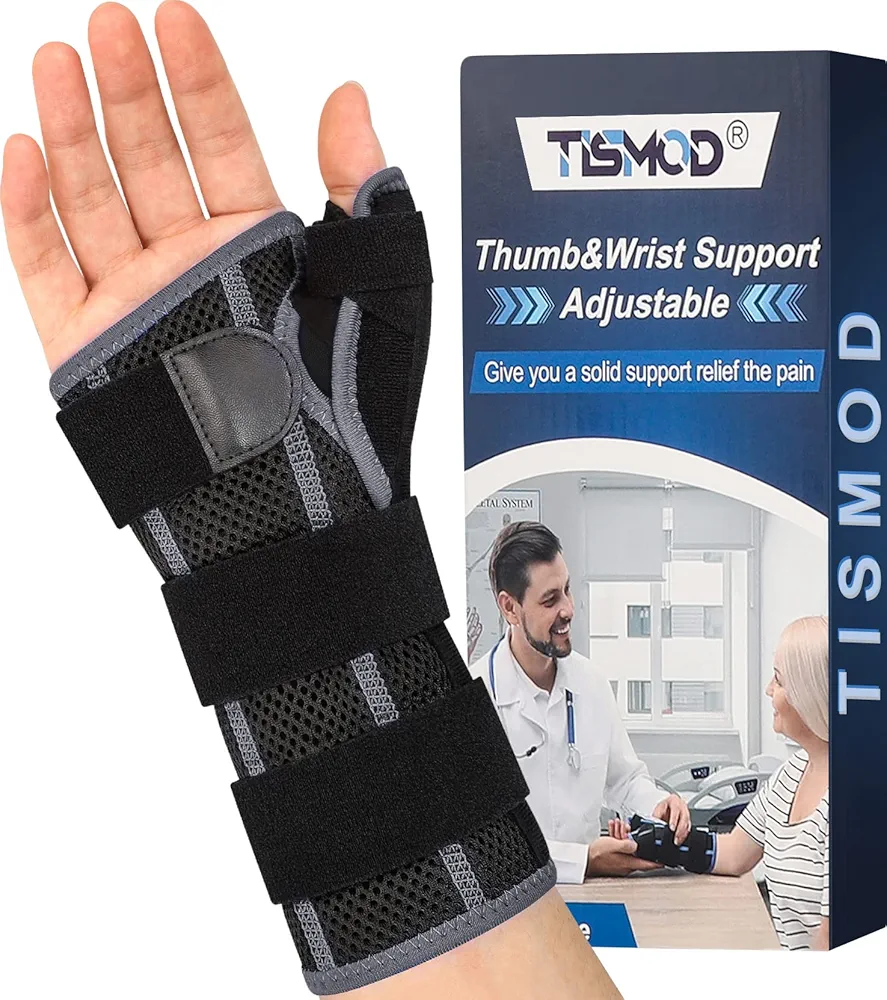 Wrist Brace with Thumb Spica Splint - Adjustable Wrist Support for Arthritis, Sprains, Tendonitis, Ligament Injury, Carpal Tunnel, De Quervain's Tenosynovitis and Sports Protection fit Women & Men