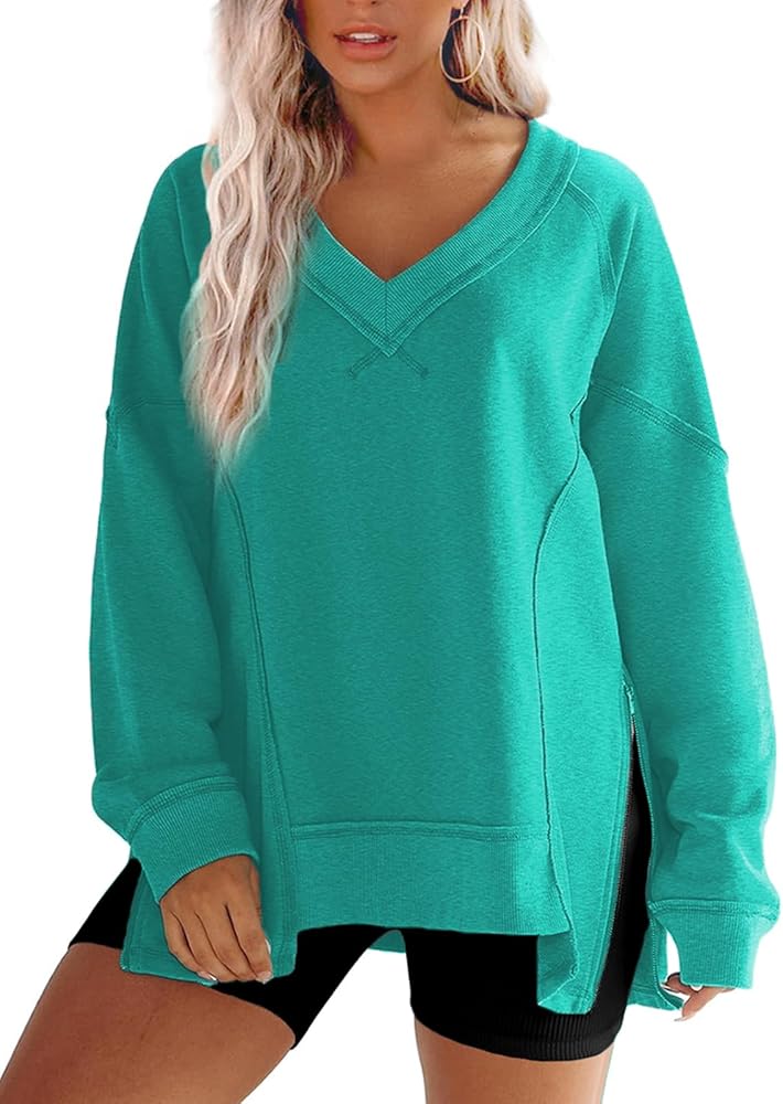 BWQ Womens Oversized Sweatshirt Crewneck Long Sleeve Shirts Pullover Sweatshirts S-2XL