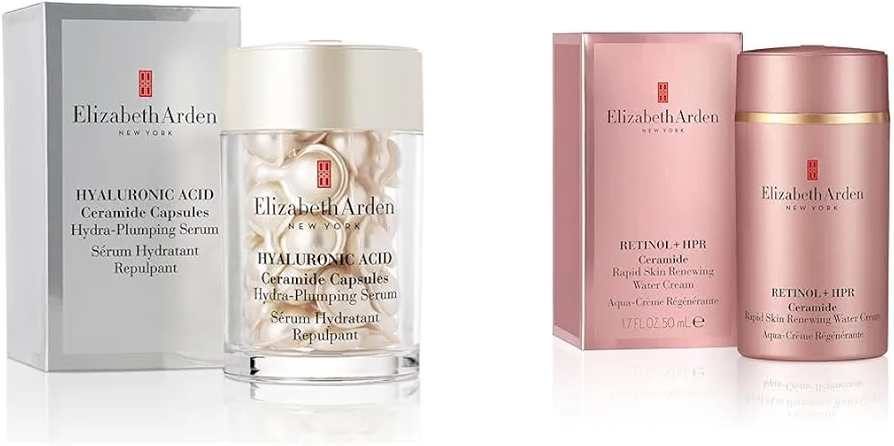 Elizabeth Arden Hyaluronic Acid Ceramide Capsule Serum + Elizabeth Arden Retinol & HPR Rapid Skin Renewing Water Day & Night Cream