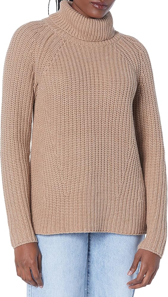 Goodthreads Women's Cotton Shaker Stitch Turtleneck Sweater