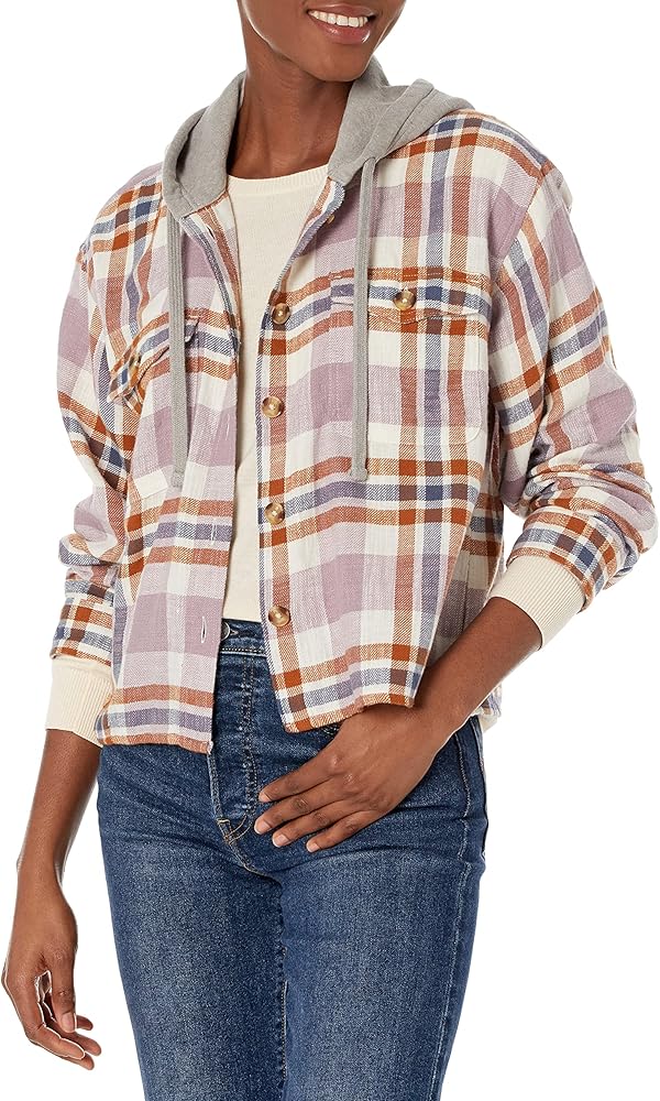 Lucky Brand Women's Plaid Cropped Hoodie