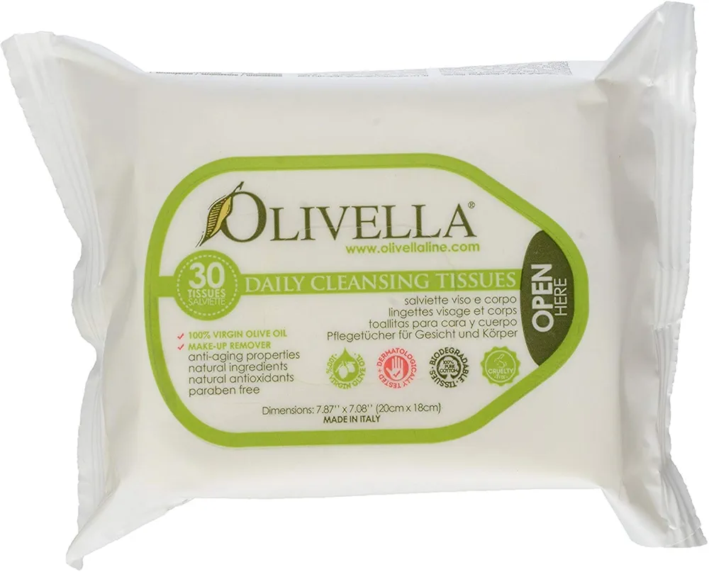 Olivella Facial Cleansing Tissues 30 Count (2 Pack)