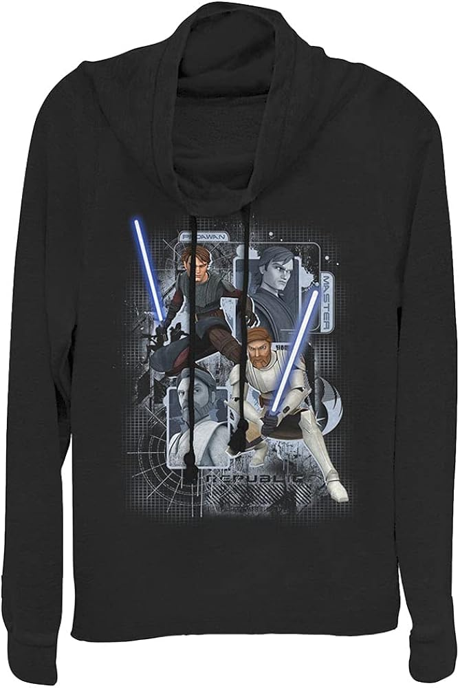 STAR WARS Clone Wars Schematic Shot Women's Long Sleeve Cowl Neck Pullover