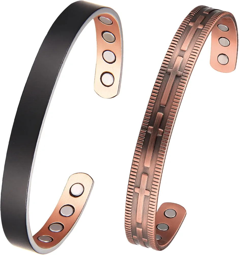 MagEnergy Copper Bracelet for Men and Women, 99.9% Solid Copper Magnetic Bracelets Adjustable Cuff Jewelry Gift Box