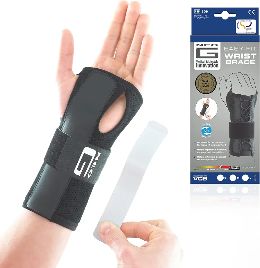 Neo-G Easy-Fit Wrist Brace for Carpal Tunnel – Hand Splints for Strains, Sprains, Instability, Tenosynovitis, Wrist Brace for Tendonitis - Right or Left - S - Class 1 Medical Device