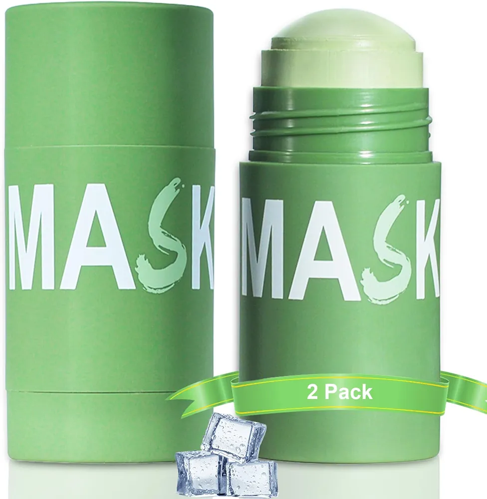 2PCS Green Tea Deep Cleansing Mask for Face,Green Tea Purifying Clay Face Mask,Blackhead Remover,Poreless Deep Cleanse Mask Stick Purifying,Moisturizing,Oil Control for Women and Men