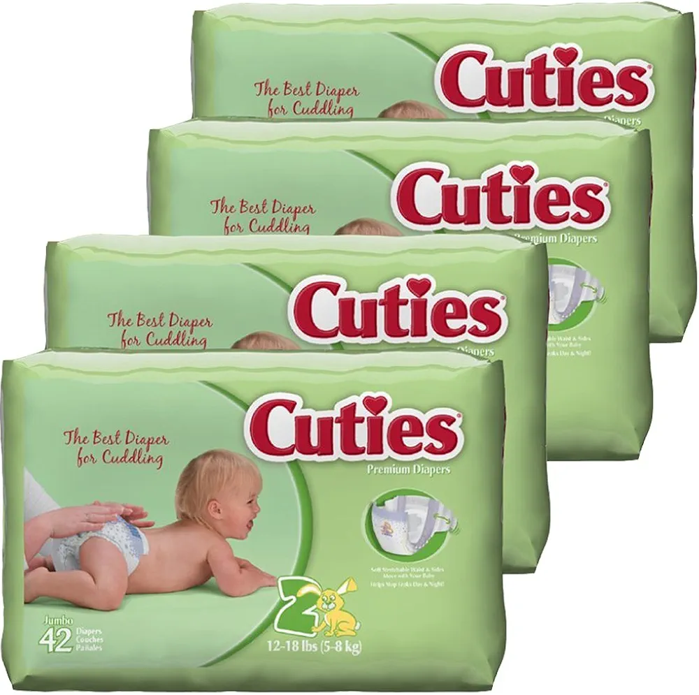 Cuties Baby Diapers, Size 2, 168 Count