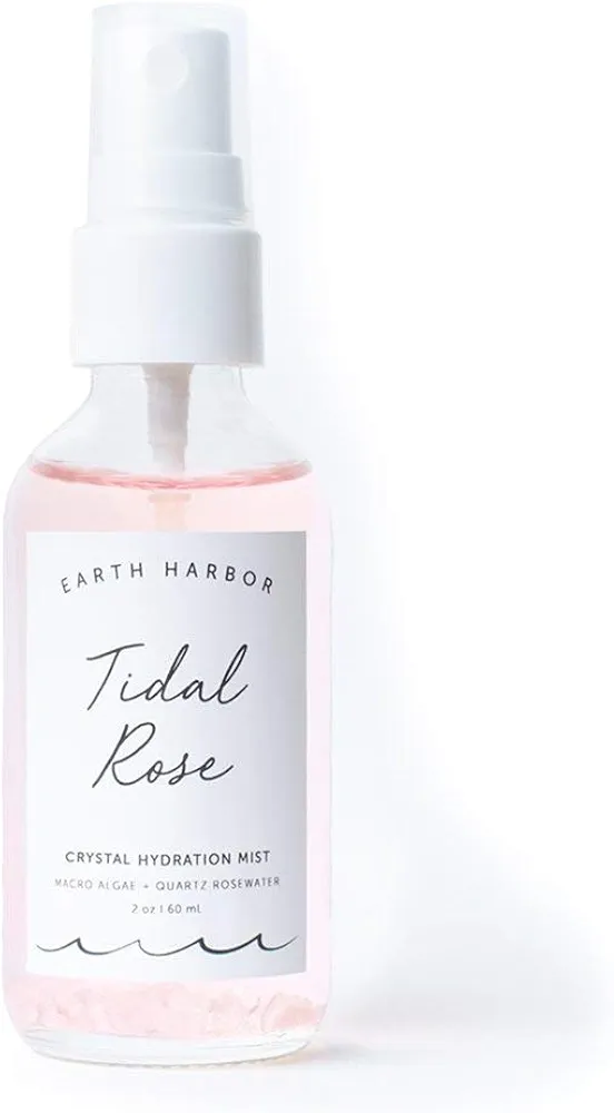 Earth Harbor | TIDAL ROSE Crystal Hydration Toner - Soothes Inflammation & Tones | Rose Water + Rose Quartz + White Tea | 100% Natural & Cruelty-Free | 2 fl oz