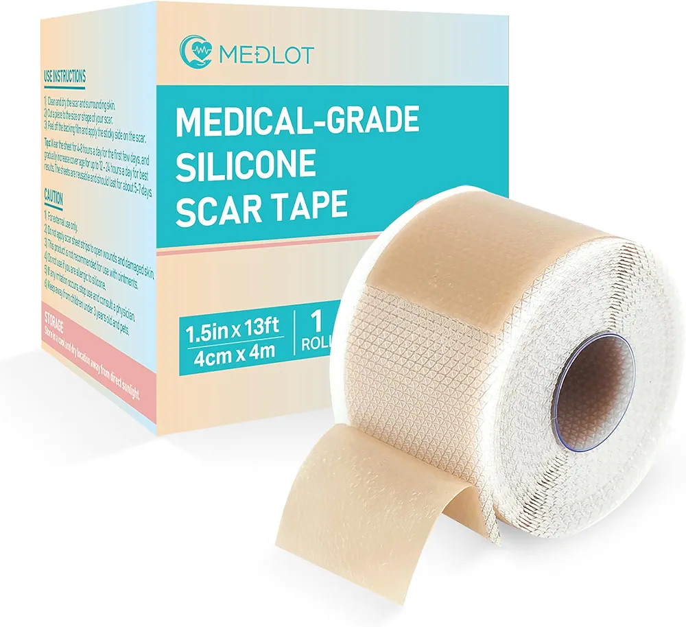 Silicone Scar Sheets, 1.5” x 156” Medical Silicone Scar Tape Roll, Reusable Scar Strips for Surgical, C-Section, Keloid Bump, Stretch Marks, Acne, Hypertrophic Scar Treatment