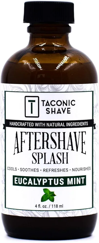 Taconic Shave, Natural Aftershave Splash 4oz Eucalyptus Mint Skin Cooling, Refreshing and Moisturizin, | Artisan Made in the USA