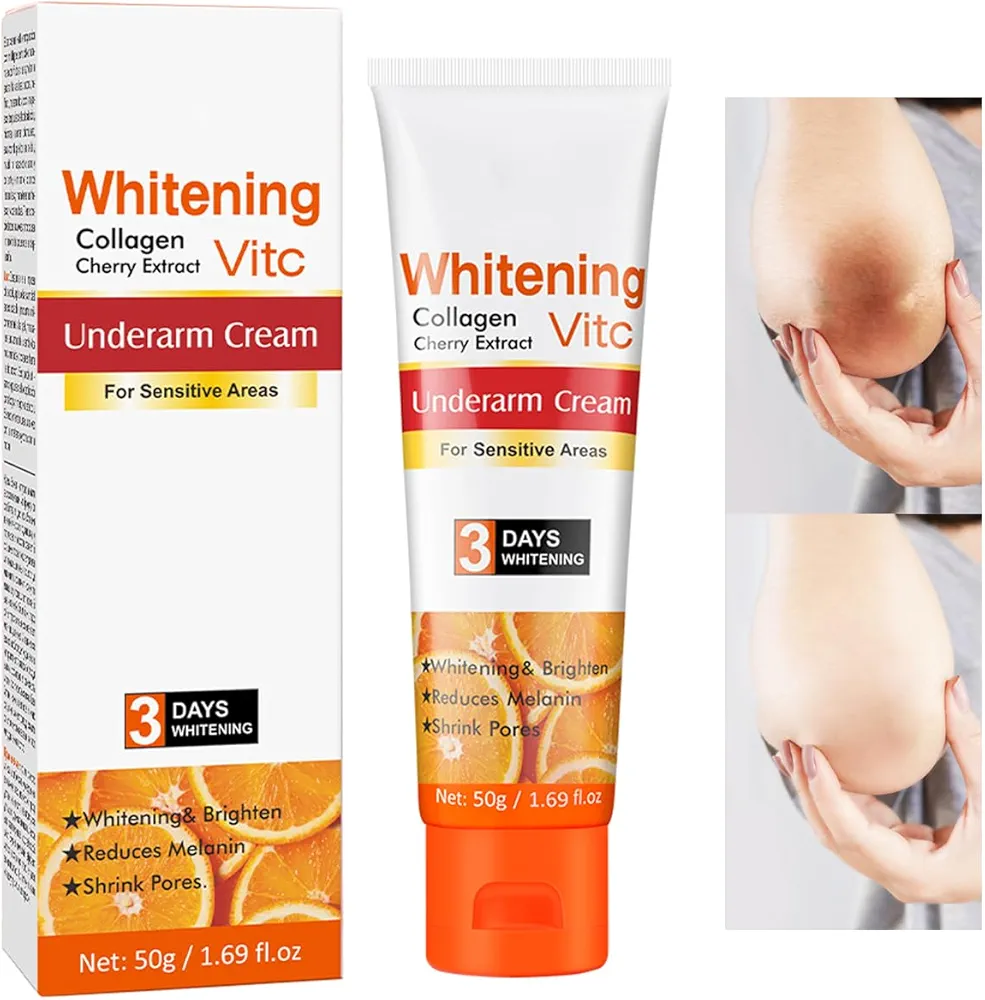 Underarm Skin Whitening Cream,Moisturizing Lighten Cream for Intimate Areas and Bleaching,Vitamin C Dark Spot Remover Corrector for Neck, Armpit,Elbow, Inner Thigh and Knees,Bikini Line,1.7oz