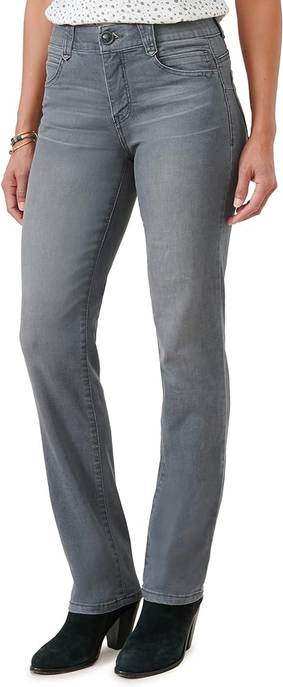 Democracy Women's Ab Solution Straight Leg Jean, Grey, 16