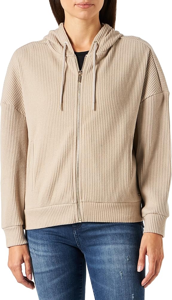 Armani Exchange Women's Brushed Rib Zip Up Hooded Sweatshirt