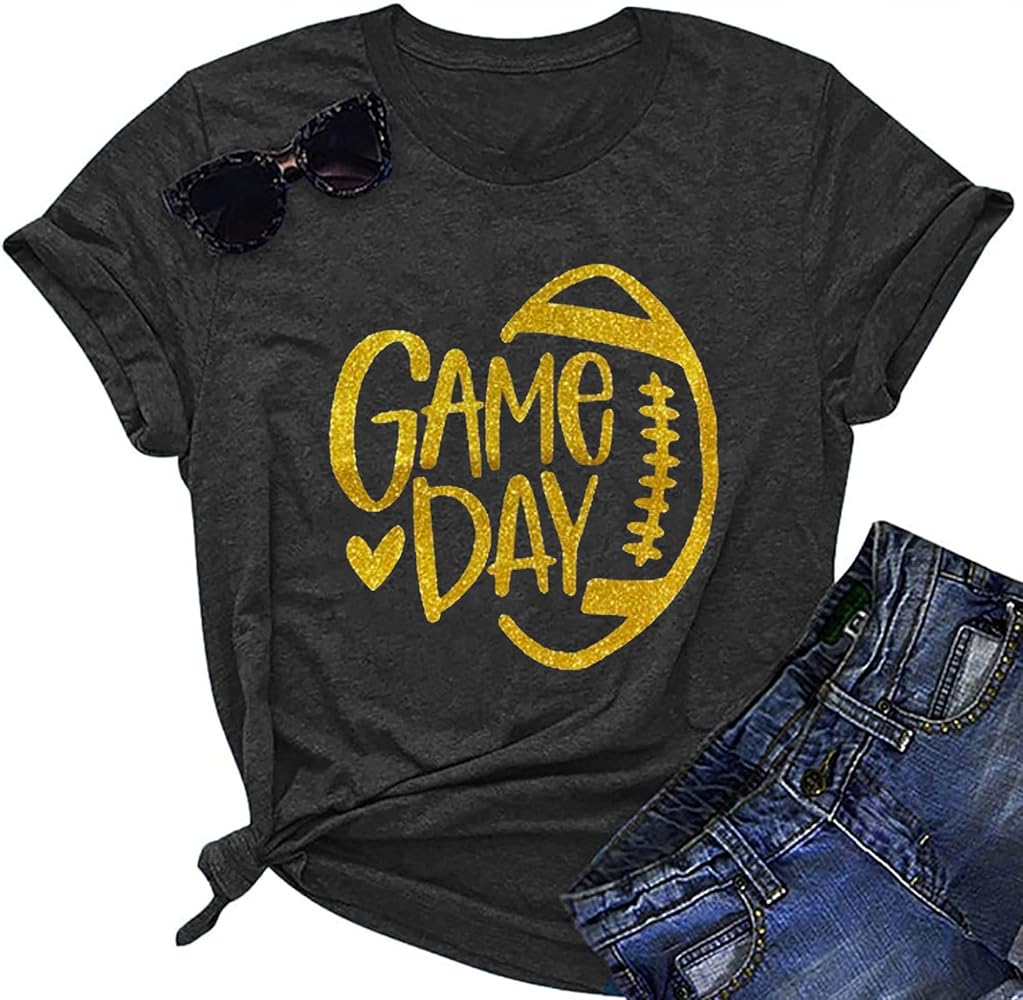 Football Shirts for Women Game Day Tshirt Sunday Football Graphic Tee Top Funday Shirt Blouse