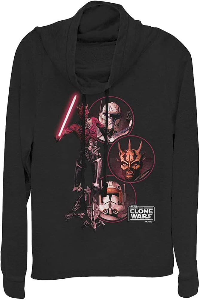 STAR WARS Clone Wars Darkside Group Women's Long Sleeve Cowl Neck Pullover