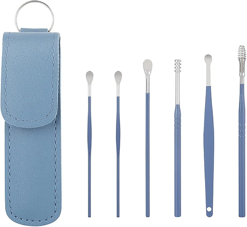 Pleteffect Ear Cleaner, The Most Professional Ear Cleaning Master in 2024—Earwax Cleaner Tool Set, Ear Cleaner Earwax Removal Tool with Portable Keychain PU Leather Case (Blue)