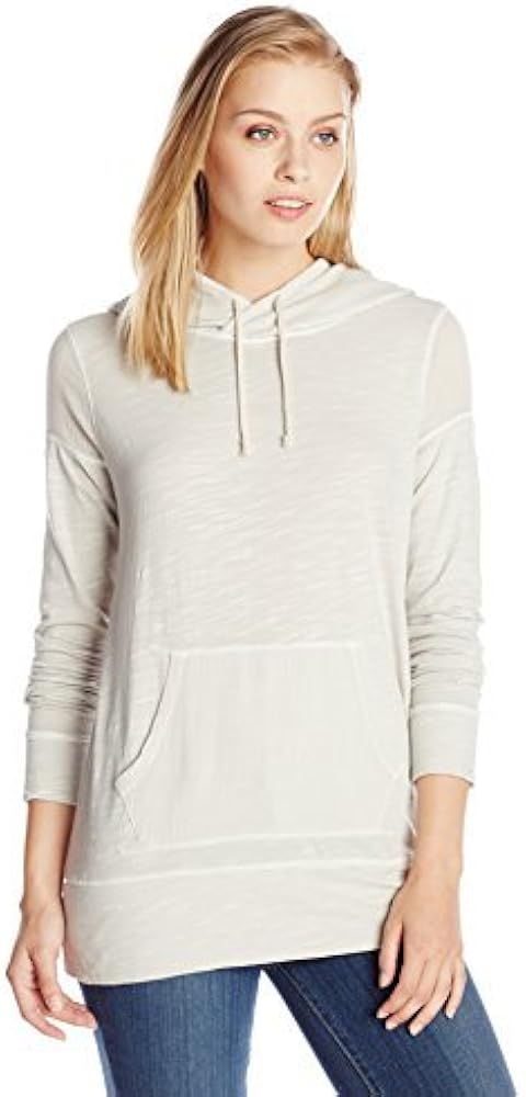 Lucky Brand Womens Gauze Mixed Hoodie Shirt