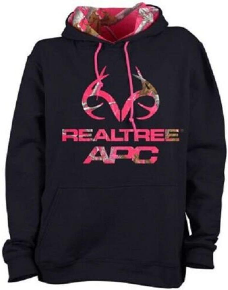 Realtree Women's Camo Pullover Hoodie Sweatshirts, Size S, Black