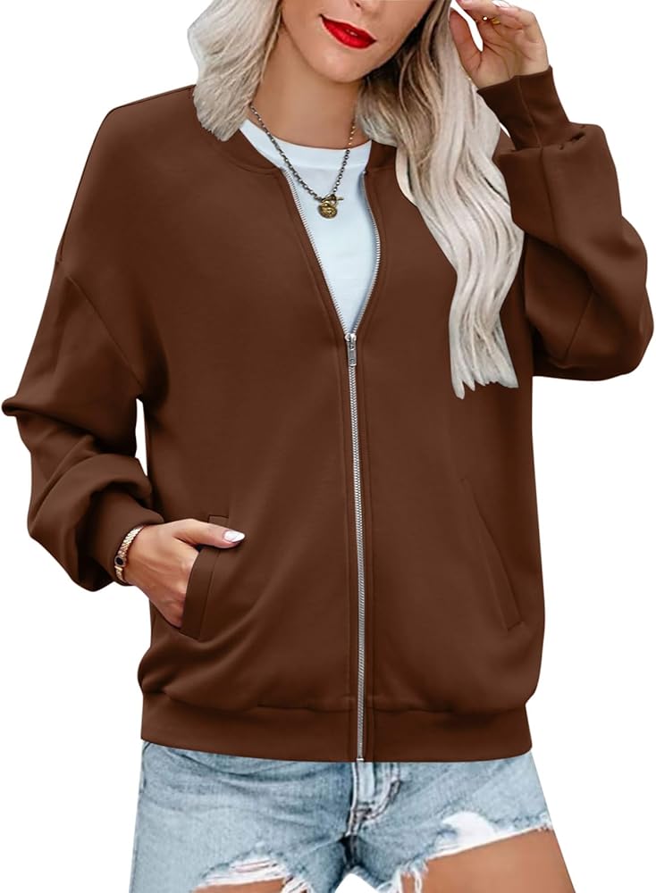 ORANDESIGNE Women's Zip Up Color Block/Solid Color Sweatshirt Long Sleeve Casual Jacket Tops Cute Fashion Loose Tunics