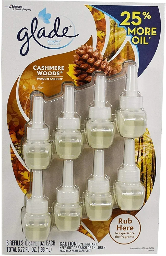 Plugins Cashmere Woods 8 Refills 25% More, 6.72 Ounce [Glade] - Limited edition