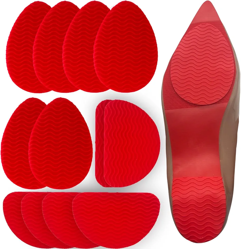 Red Non-Slip Shoe Pads Compatible with Christian Louboutin High Heels, Adhesive Shoe Grips, Sole Protectors for High Heels Compatible with Louboutin Shoes (Red 6pairs)