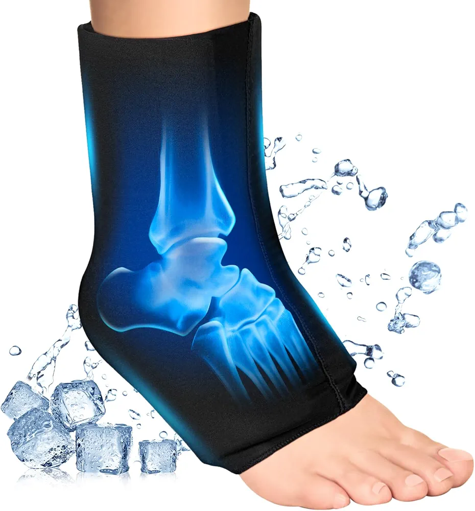 Ankle Ice Pack for Injuries Reusable Ice & Hot Therapy Premium Hrydra Gel 360° Full Coverage for Sprained Ankle Injuries, Plantar Fasciitis Relief, Achilles Tendonitis-XL