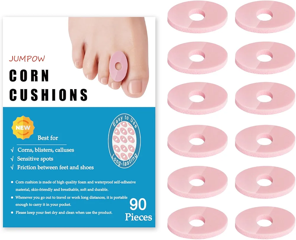 Corn Cushions, Corn Removers for Feet, Oval Callus Pads, Soft Foam Callus Cushions, Waterproof Corn Protectors, Self-Stick Adhesive Cushions, Relief Calluses, Corns, Blisters, Heel Frictions (Oval-L)