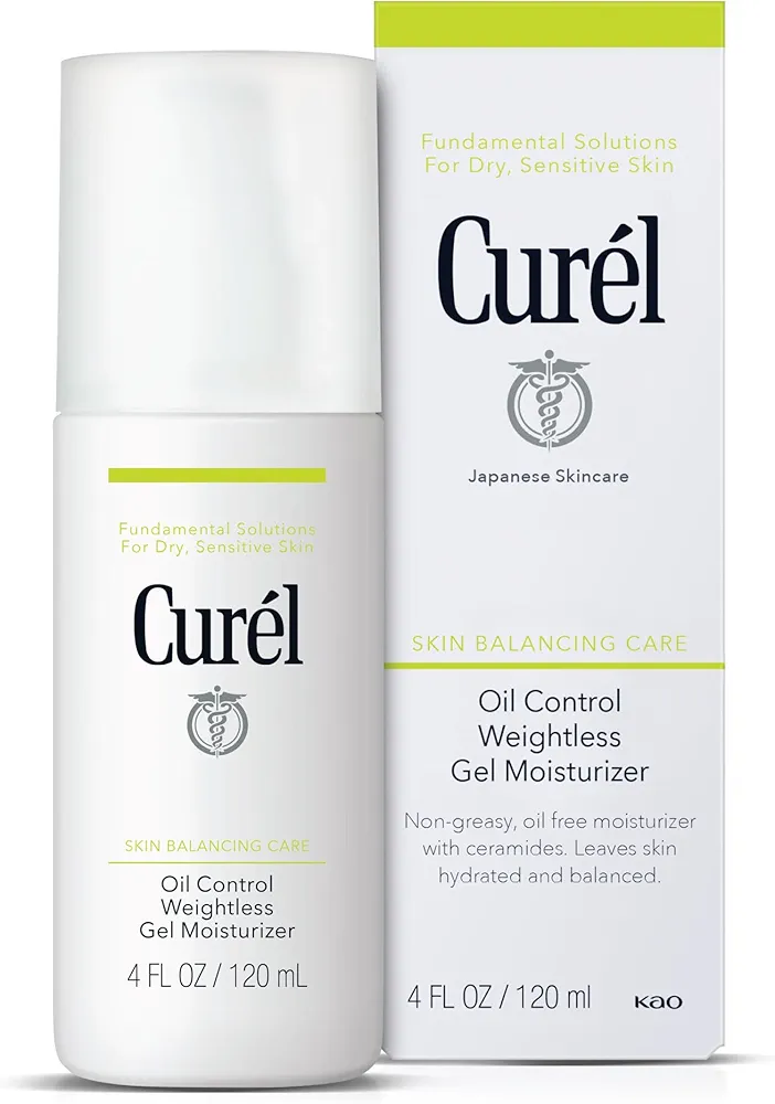 Curel Oil Control Weightless Gel Moisturizer for Dry, Sensitive Skin, Gel Moisturizer for Face, Fragrance Free, 4 Oz