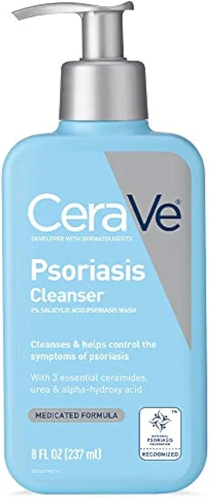 CeraVe Cleanser for Psoriasis Treatment | With Salicylic Acid for Dry Skin Itch Relief & Latic Acid for Exfoliation | Fragrance Free & Allergy Tested | 8 Ounce