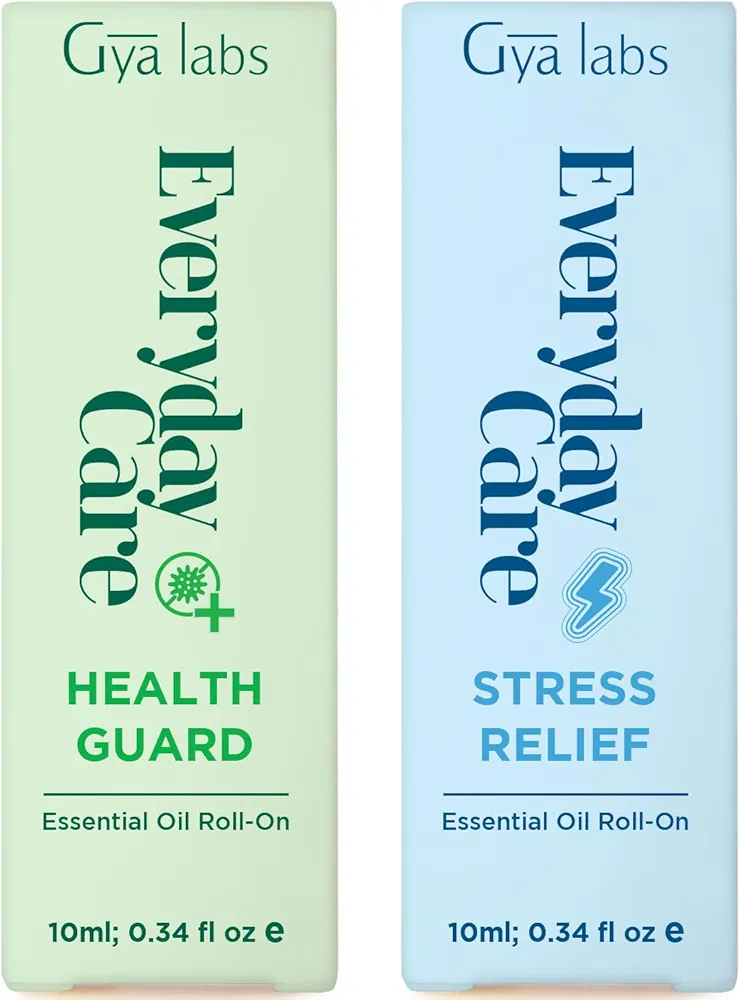 Health Guard Roll On & Stress Relief Roll On Set - Essential Oils Roll On with Essential Oil Set - 2x0.34 fl oz - Gya Labs