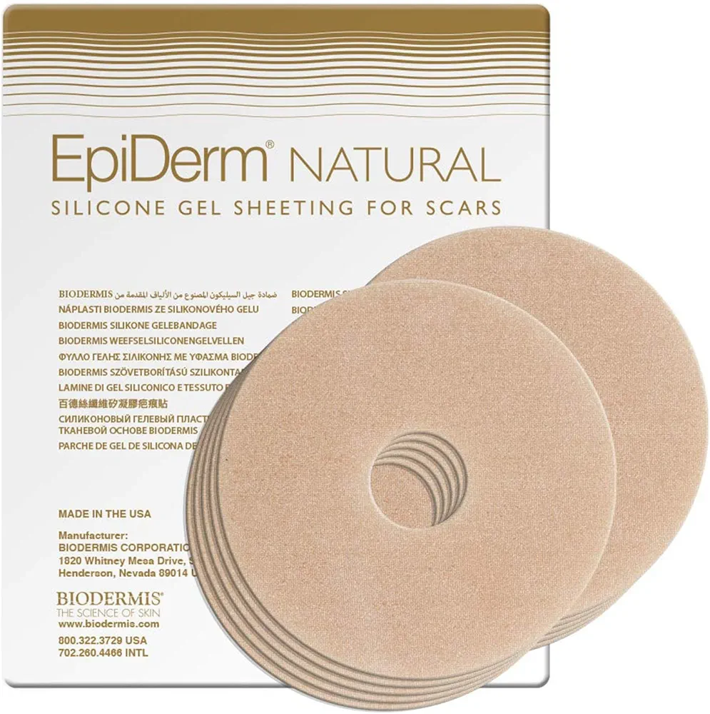 Epi-Derm Silicone Gel Sheet for Scars, Ideal for Areola Reconstruction and Breast Augmentation Surgery, Can be Cut to Size, Breast Reduction Scar Care - 5 Pairs, Natural