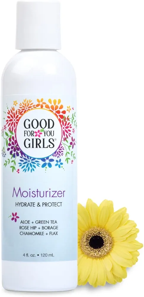 Good For You Girls Natural Facial Moisturizer, Calming and Non-Comedogenic with Aloe, Vitamin E, Arnica, Rose Hip, Borage, Green Tea, Kids, Preteen, Teens, All Skin Types (4 Fl Oz)